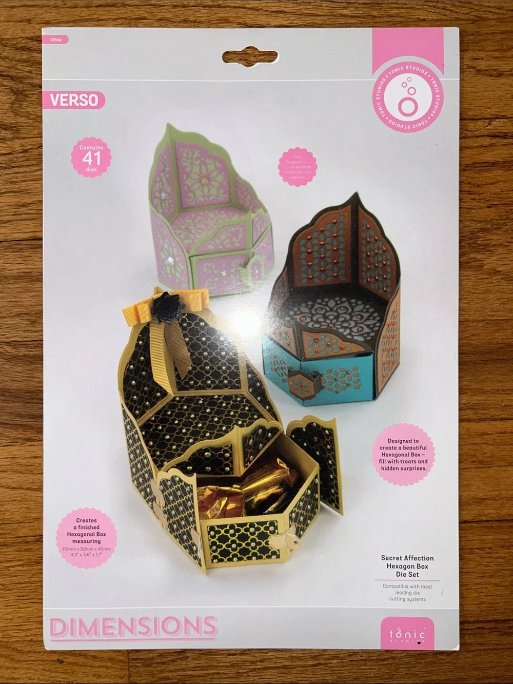 Tonic Studios Secret Affection Hexagon Box Die Set NWT